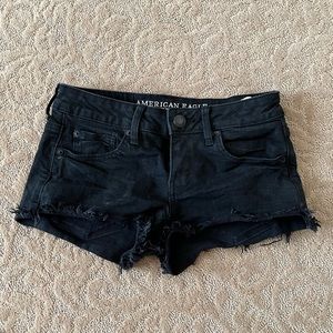 AE Black denim shorts